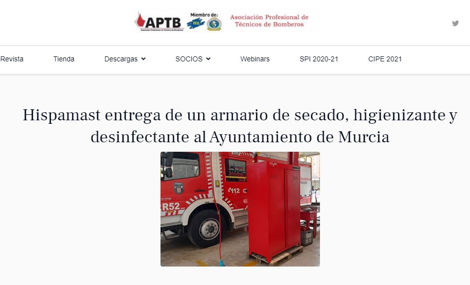 APTB: Hispamast entrega un armario de secado al Ayuntamiento de Murcia
